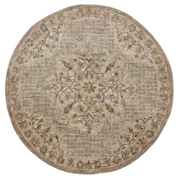 Bernadette Beige/Cream 4 ft. Round Area Rug