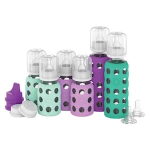 9 oz. Assorted Color Glass Baby Bottle Starter Set (Set of 6)