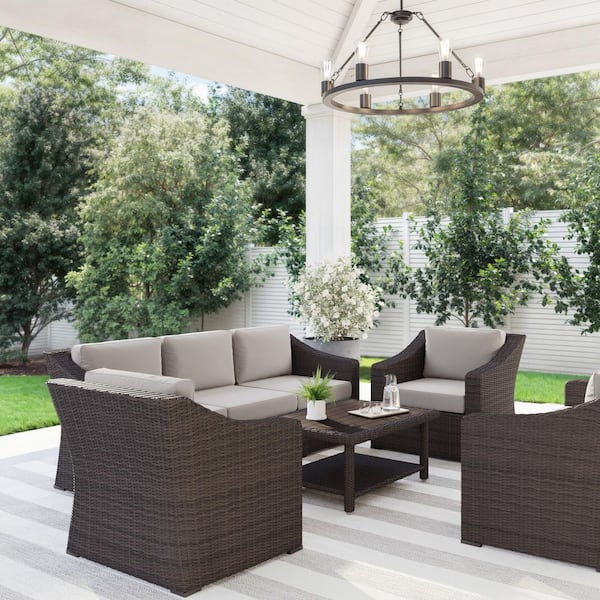 MARTHA STEWART Bedford Brown 4-Piece Rattan Wicker Patio