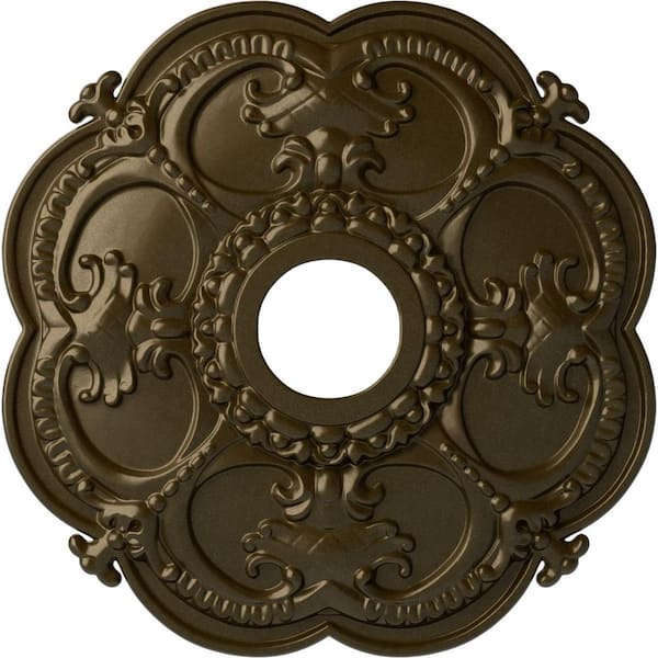Ekena Millwork 18" x 3-1/2" ID x 1-1/2" Rotherham Urethane Ceiling Medallion (Fits Canopies upto 3-1/2"), Brass