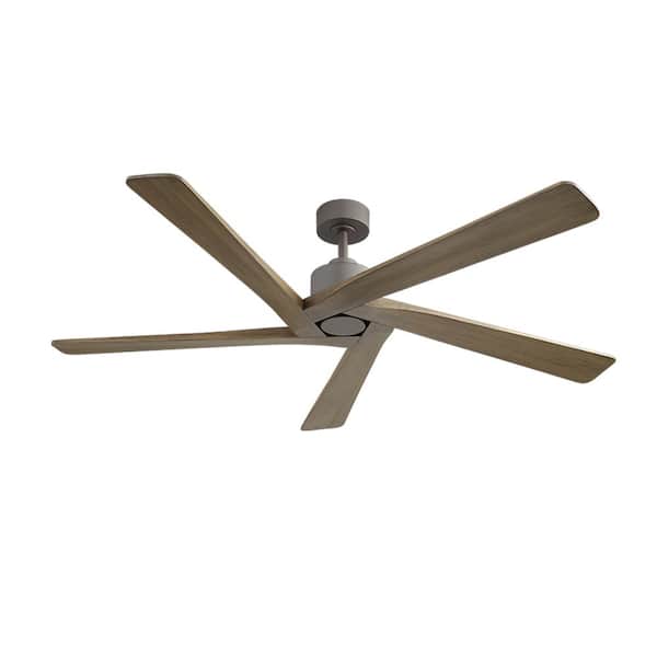 72 in. (6 ft.) 5-Blades Indoor Charcoal Gray and Charcoal Wood Grain Color Ceiling Fan without Light