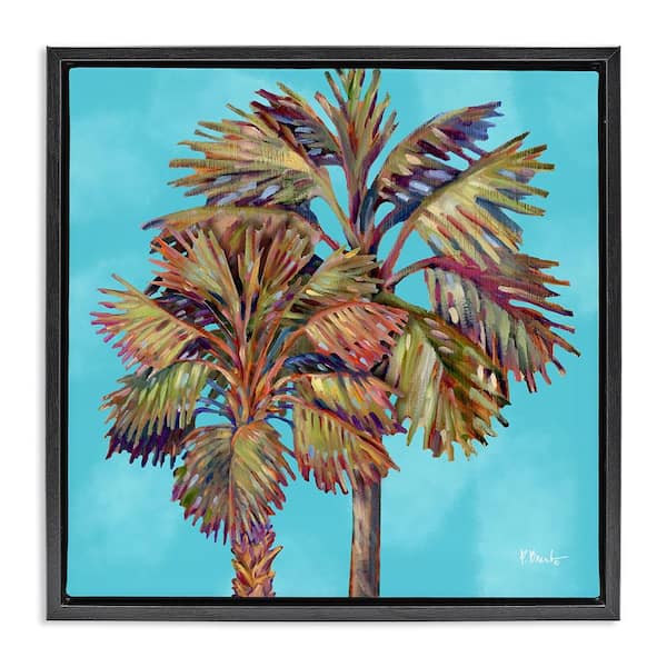 Stupell Industries Bondi Palms on Blue by Paul Brent Black Floater Frame Nature Graphic Art Print 25 in. x 25 in.