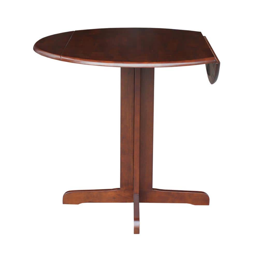 Transitional Round Wood Extendable Dining Table in Espresso