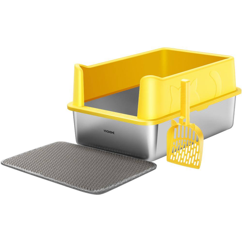 Extra Large Steel Cat Litter Box with Lid, Litter Mat and Scoop in Yellow price history on PriceWatchPro
