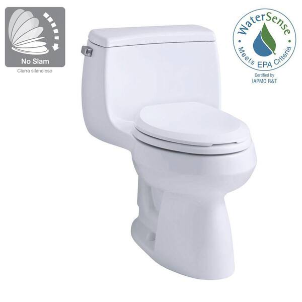 KOHLER Gabrielle Comfort Height 1-Piece 1.28 GPF Single Flush Compact Elongated Toilet with AquaPiston Flush in White