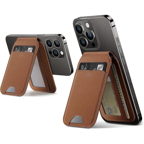 ESR HaloLock Magnetic Vegan Leather Wallet Stand Tan Suede