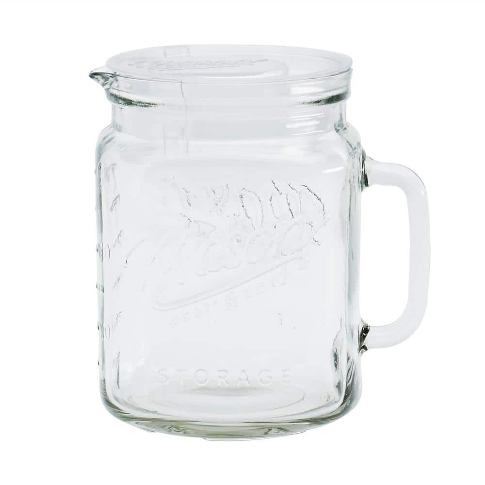 Vintage-Inspired 14-Piece Glass Drinkware Set with Pitcher and Jars