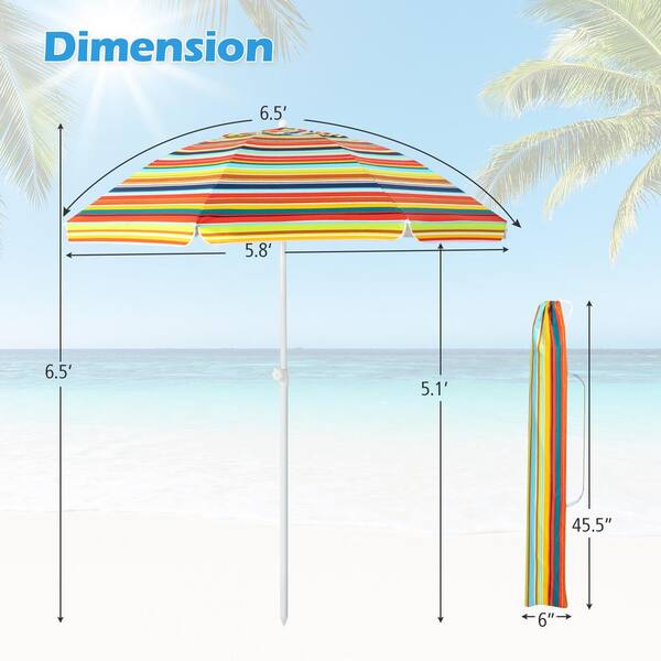 Costway 6.5 ft. Patio Sunshade Beach Umbrella with Table