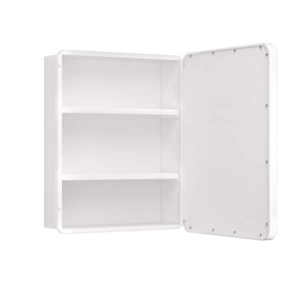 21 in. W x 27 in. H Rectangular White Stainless Steels Framed Recessed/Surface Mount Medicine Cabinet with Mirror