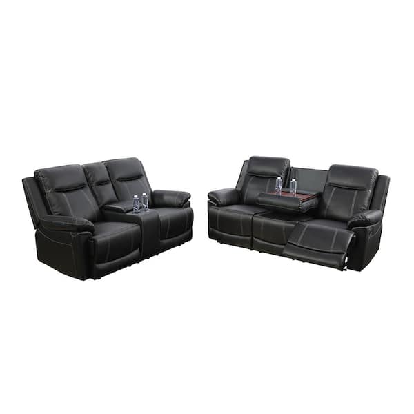 Star Home Living 72 in. Rolled Arm 4-Seater Sofa in Black