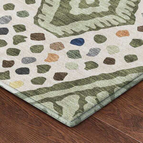 Mayfield Premium Machine Washable Abstract AMF2457 Sage 8 ft. x 10 ft. Area Rug