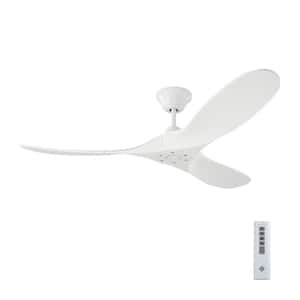 Maverick II 52 in. Modern Indoor/Outdoor Matte White Ceiling Fan with White Blades, DC Motor and 6-Speed Remote Control