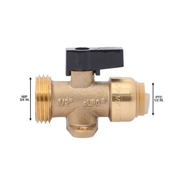 1/2 in. x 3/4 in. Push-to-Connect Brass Washing Machine Straight Valve 1/2 in. x 3/4 in. Push-to-Connect Brass Washing Machine Straight Valve