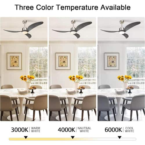 52 in. Smart Indoor Ceiling Fan Brushed Nickel with Dimmable LED Reversible DC Motor Remote and Downrod Various Sizes Ceiling Fans