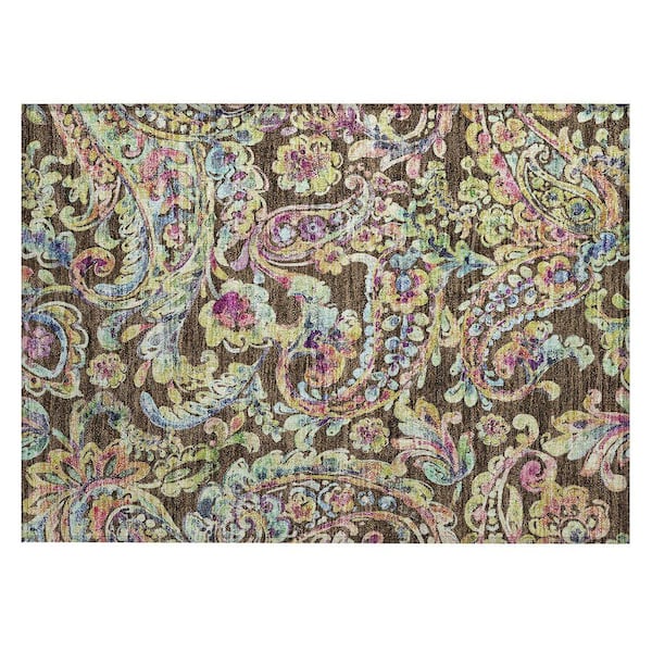 Chantille Machine Washable Indoor/Outdoor Abstract ACN834 Chocolate 1 ft. 8 in. x 2 ft. 6 in. Area Rug