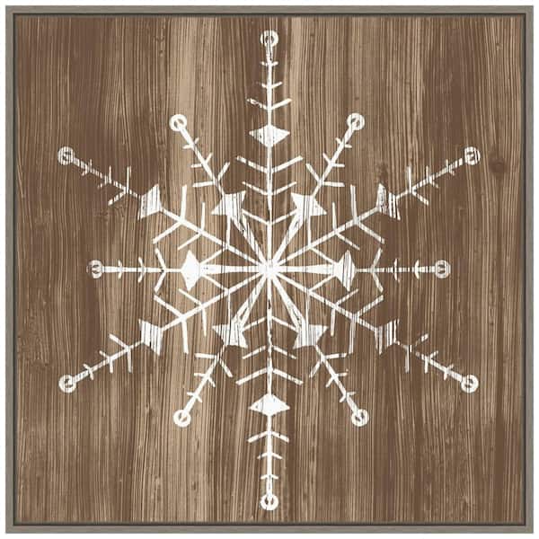 Amanti Art 22 in. Barnwood Wonderland II Snowflake Christmas Holiday Framed Canvas Box Wall Art