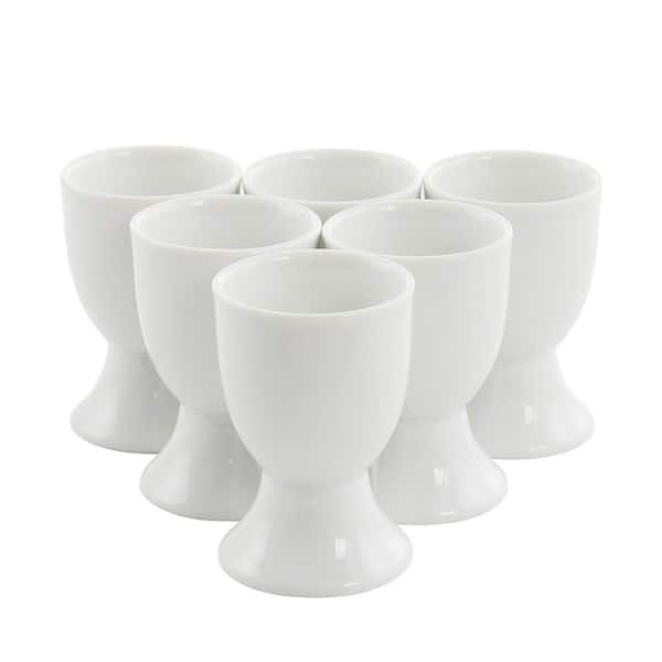 OUR TABLE Simply White 6-Piece Porcelain Footed Egg Cups Dinnerware Set