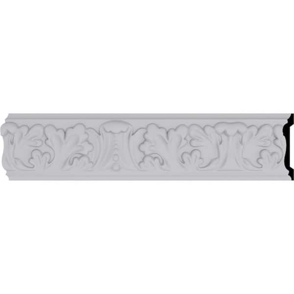 3/4 in. x 3-1/2 in. x 94-1/2 in. Polyurethane Benson Acanthus Leaf Chair Rail