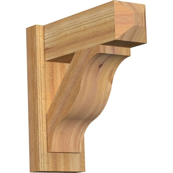 Ekena Millwork 6 in. x 16 in. x 16 in. Western Red Cedar Fuston Craftsman Rough Sawn Outlooker