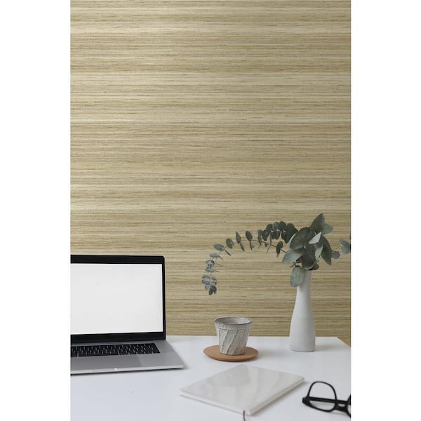 60.75 sq. ft. Straw Meiya Embossed Vinyl Unpasted Wallpaper Roll