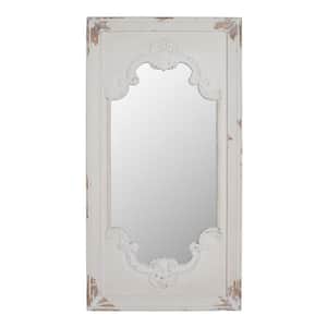 29 in. W x 54 in. H Distressed White Mirror with Solid Wood Frame, French Country Floor Mirror for Living Room Bedroom