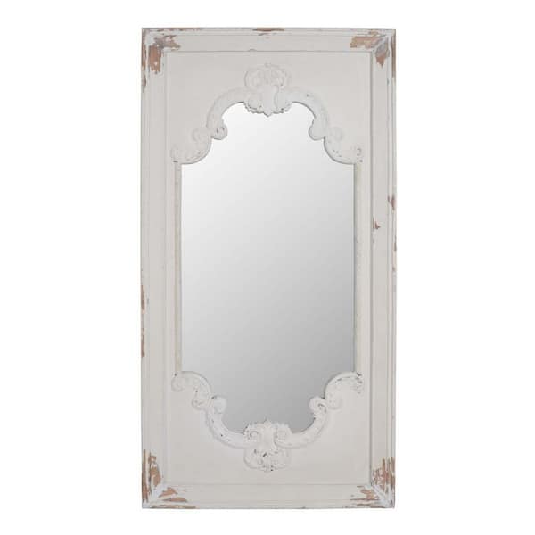 Unbranded 29 in. W x 54 in. H Distressed White Mirror with Solid Wood Frame, French Country Floor Mirror for Living Room Bedroom