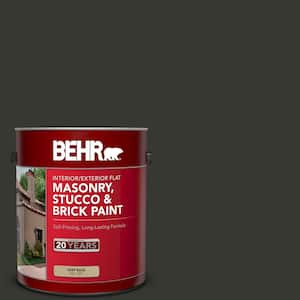 1 gal. #T13-3 Black Lacquer Flat Interior/Exterior Masonry, Stucco and Brick Paint