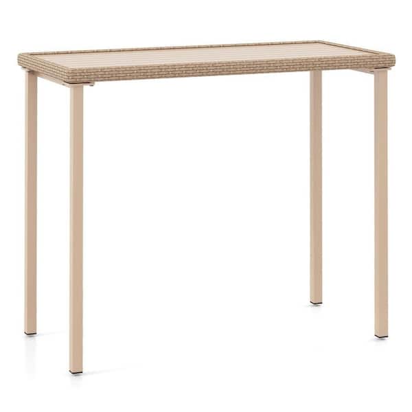 Costway Rectangle Metal Bar Height Patio Bar Table Heavy Duty Frame Outdoor Dining Table