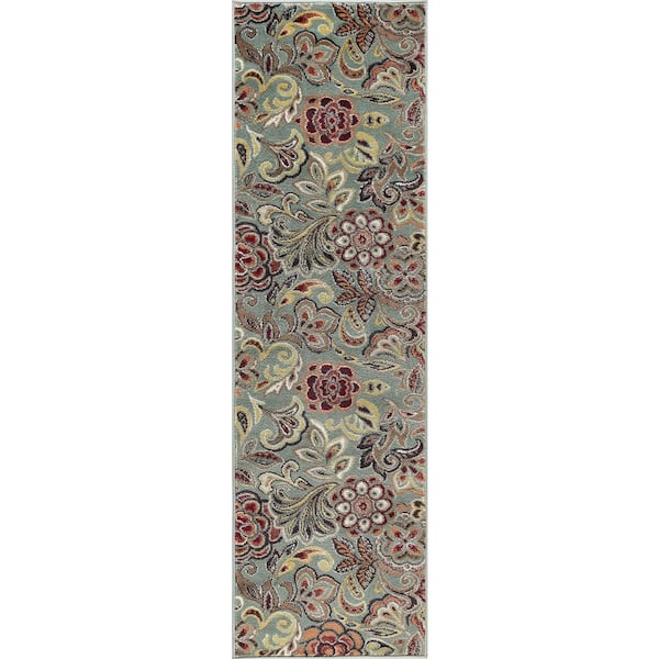 Deco Abstract Seafoam 2 ft. x 8 ft. Indoor Runner Rug