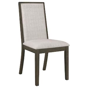 Gray and Beige Fabric Tall Back Dining Chair (Set of 2)