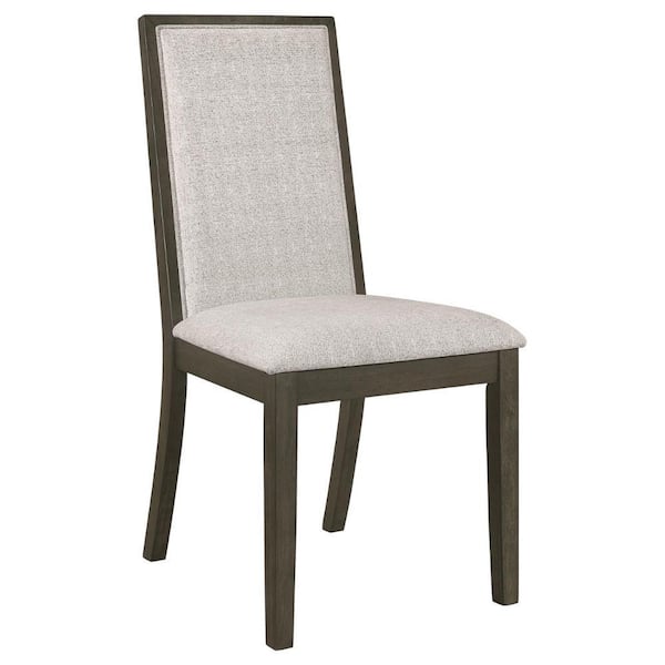 Benjara Gray and Beige Fabric Tall Back Dining Chair (Set of 2)