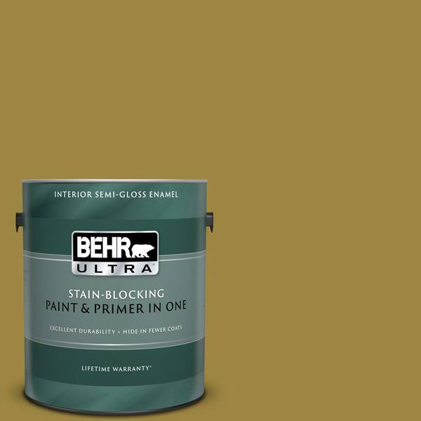 BEHR ULTRA 1 gal. #UL180-3 Madagascar Semi-Gloss Enamel Interior Paint and Primer in One