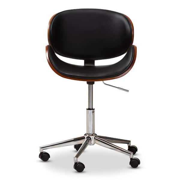 Baxton Studio Ambrosio Faux Leather Metal Office Chair in Black for sale online 