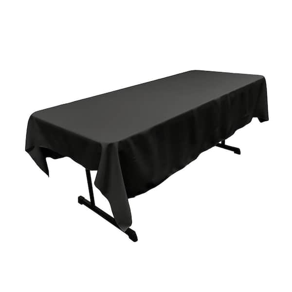 Polyester Poplin 60 in. x 84 in. Black Rectangular Tablecloth