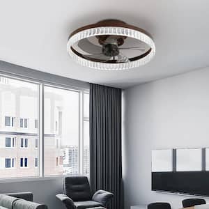 20 in. Modern LED Indoor Brown 6-Speeds, Timing Reversible Blades Ceiling Fan Light and Remote Control