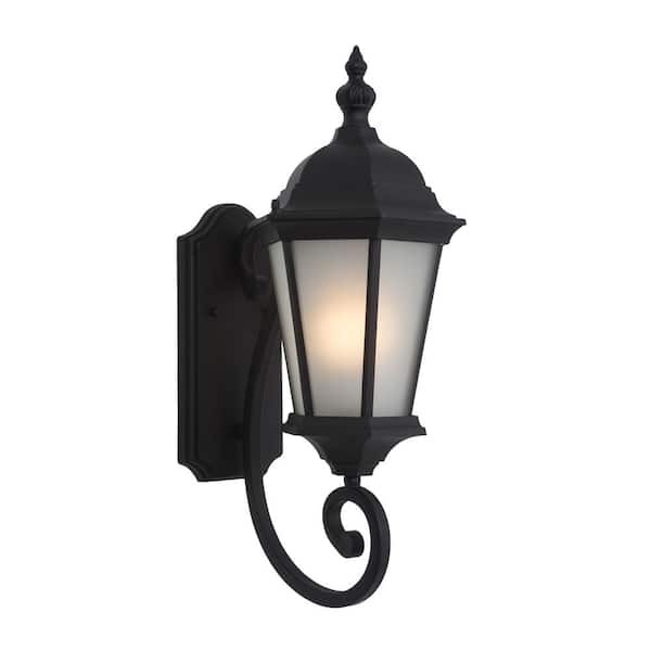Brielle Collection 1-Light Black Outdoor Wall Lantern Sconce
