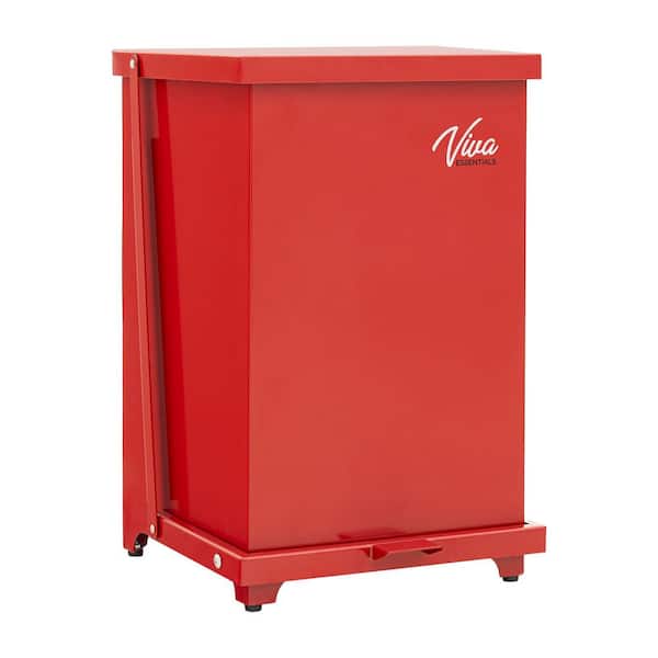 13 Gal. Red Galvanized Steel Medical Hazardous Material Step-On Indoor Trash Can with Lid