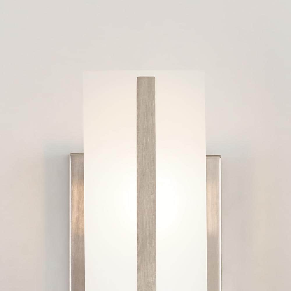 Elegant Brushed Nickel Vanity Sconce with Satin Etched Glass