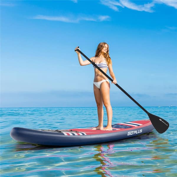 Costway 120 in. Red PVC Inflatable SUP Board Portable Adjustable