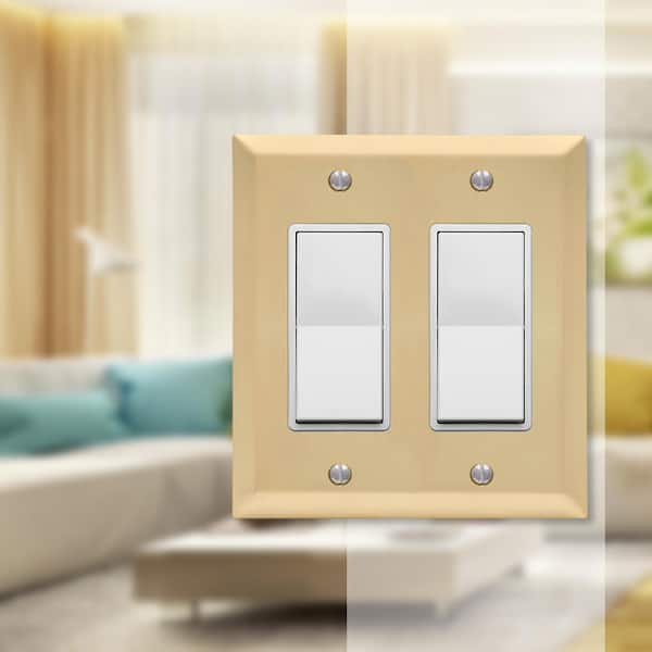 Metallic 2 Gang Rocker Steel Wall Plate - Satin Brass