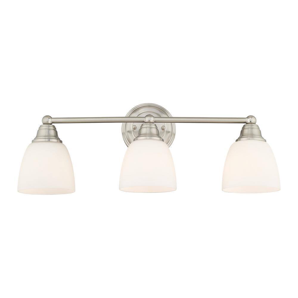 Somerville 23" Brushed Nickel 3-Light Vanity with Satin Opal White Glass
