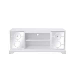 Timeless Home 60 in. TV Stand/Stand in White with 2-Storage Doors Fits 60 in. TV