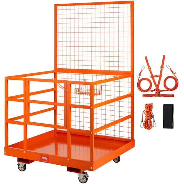 VEVOR Forklift Safety Cage Work Platform 43 X 45 in. 1400 lbs. Forklift  Work Platform with Wheels, Orange CCGZPTCYMS214BM9RV0 - The Home Depot