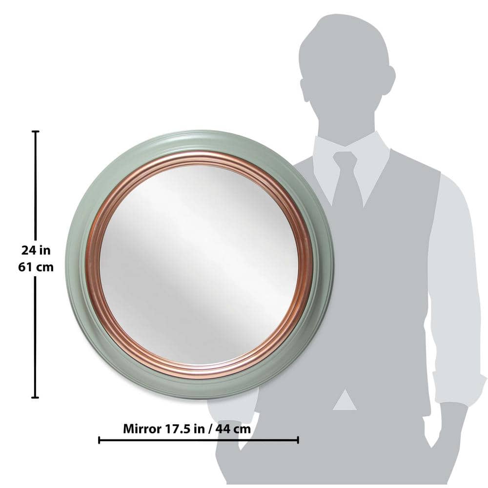 Ornate Sage Green and Gold Round 24-Inch Wall Mirror