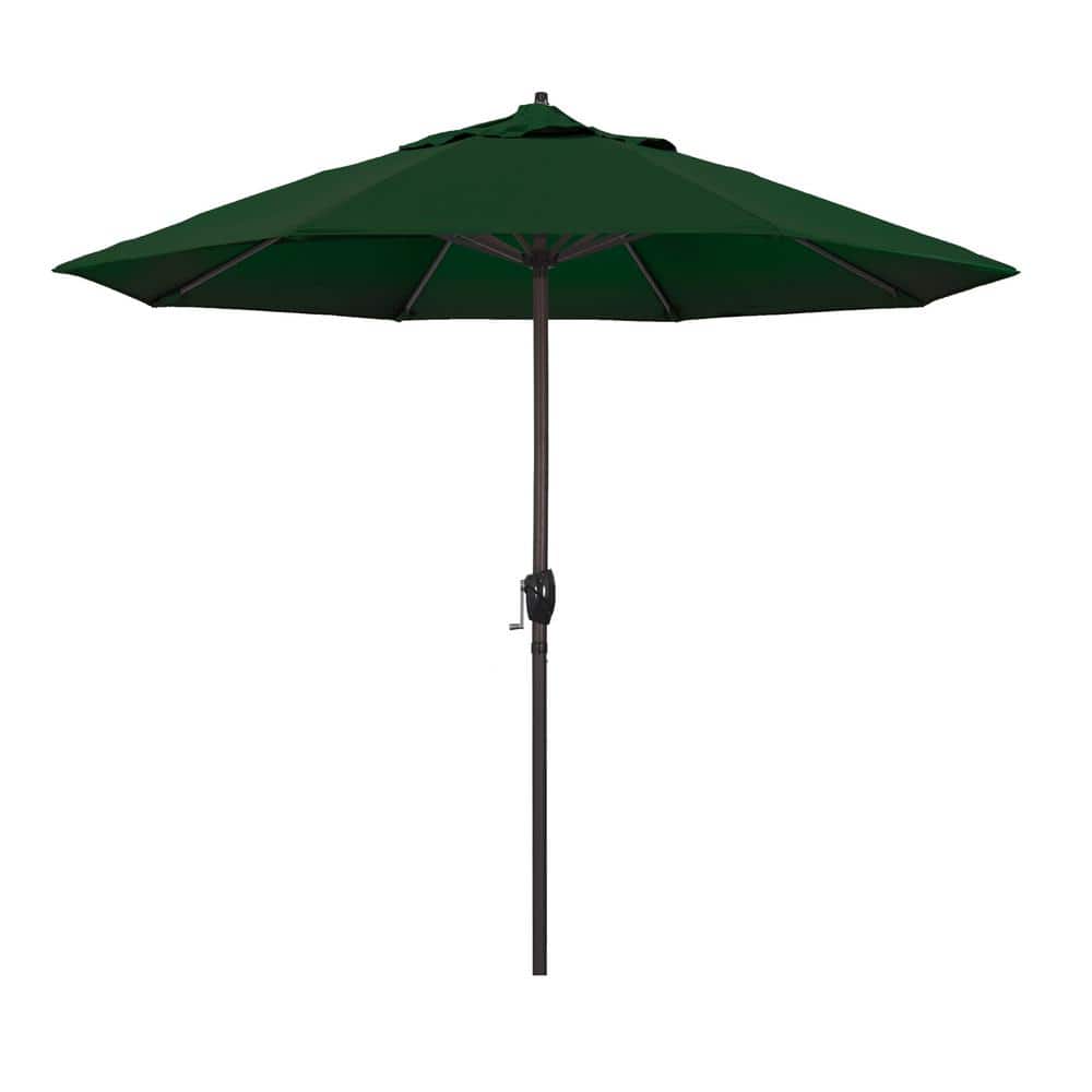 9 ft. Aluminum Market Auto Tilt Crank Lift Bronze Patio Umbrella in Hunter Green Pacifica price history on PriceWatchPro
