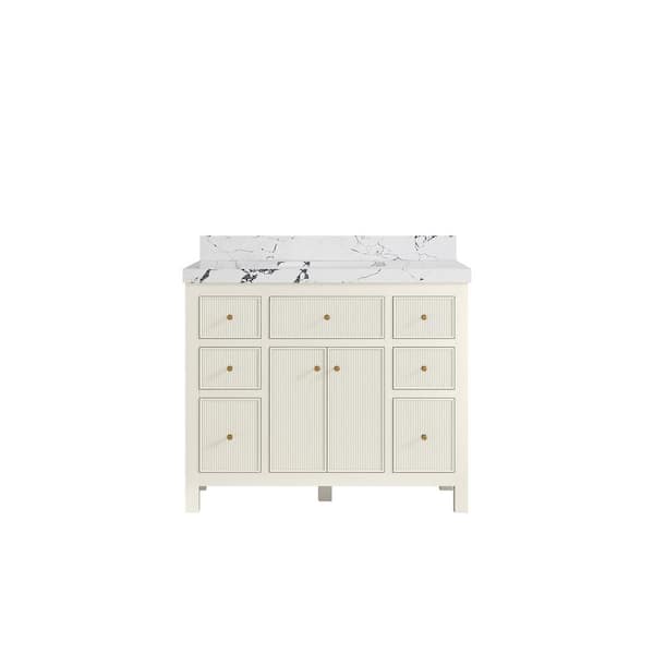 Willow Collections Sonoma 42 in. Single Sink Freestanding Alabaster Bath Vanity with Viola Night Quartz Top Unassembled