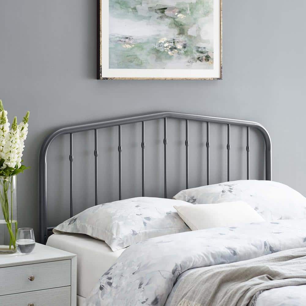 Lennon Gray Twin Metal Headboard with Adjustable Height