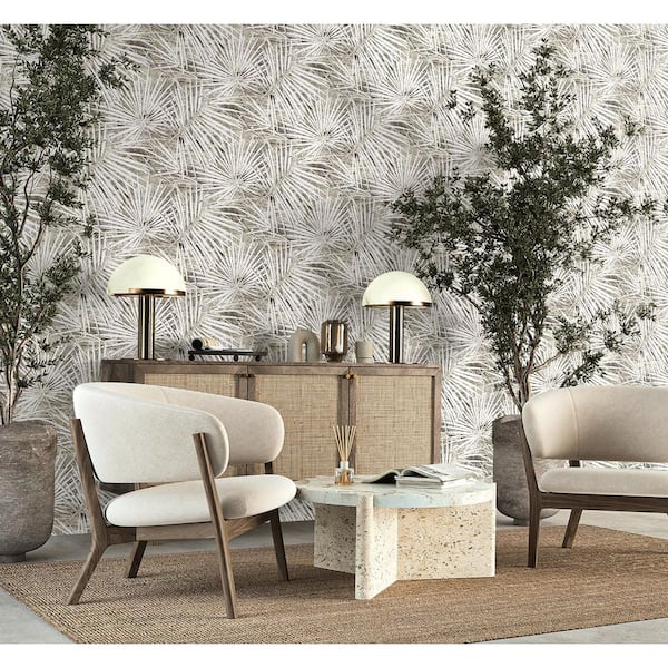 17.08 sq. ft. Pavestone Fossil Palm Vinyl Peel and Stick Wallpaper Roll