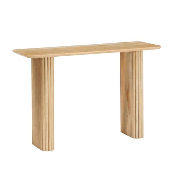 Cranford 47 in. Light Natural Modern Rectangle Fluted Solid Wood Console Table