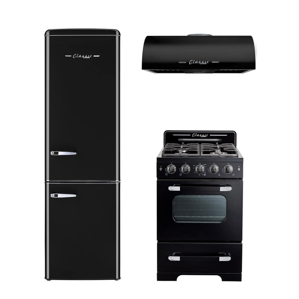 Classic Retro 24" Midnight Black Stainless Steel Under Cabinet Range Hood